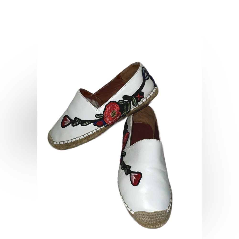 🔥🔥Gucci White Floral Leather Espadrilles Sz 5.5 / Euro 36